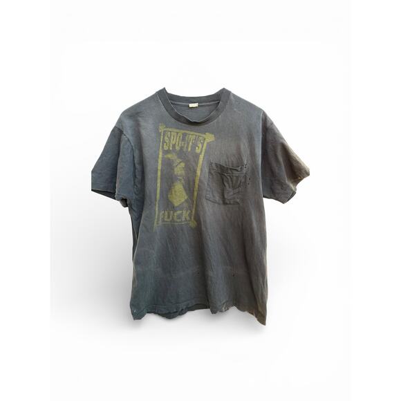 Fruit of the Loom Other - Vintage Graphic Pocket T Shirt Scott’s Graphic Tee Mens L Gray Distressed